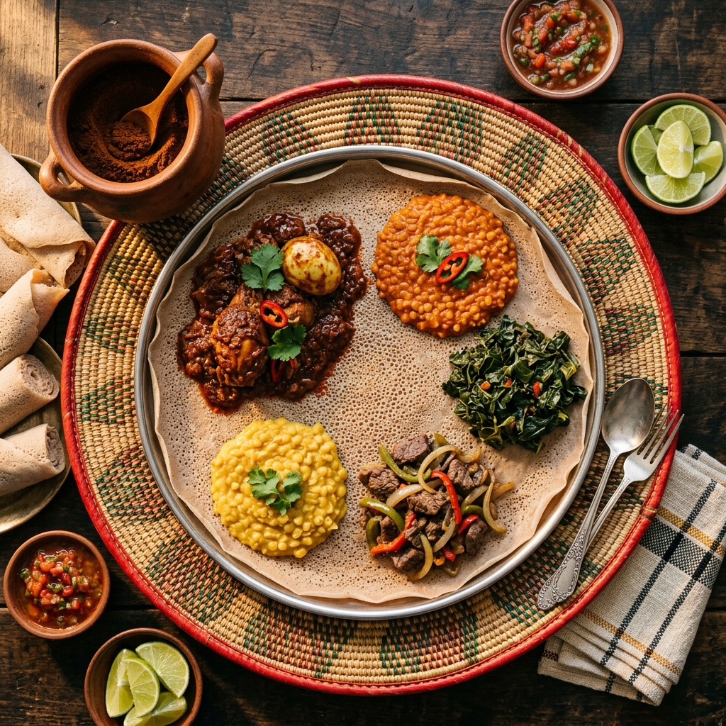 Ethiopian food spread